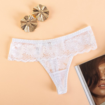 Női fehér csipke tanga - Fehérnemű