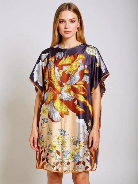 Royalfashion Callista Nero ruha színes virágmintával