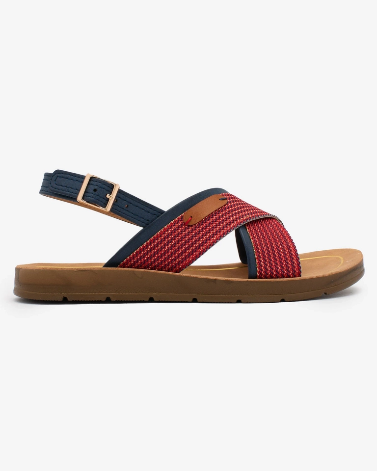 Royalfashion Tengerészkék női szandál piros betéttel Ederisa