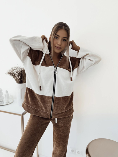 Royalfashion Női barna csíkos sport szett