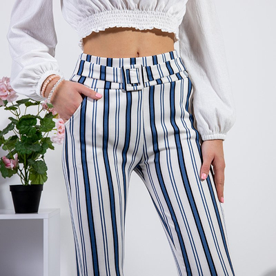 Női fehér szövet csíkos treggings - ruházat