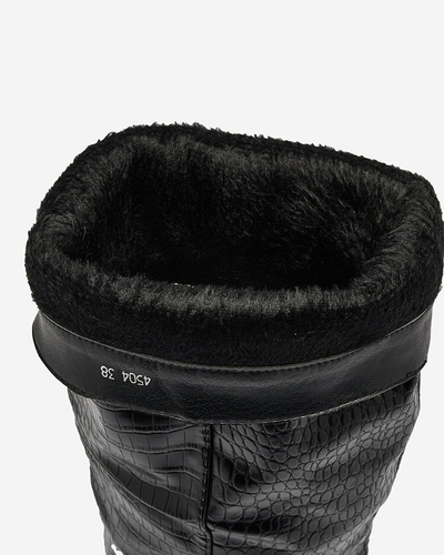 Royalfashion Fekete Telibitta dombornyomott női csizma