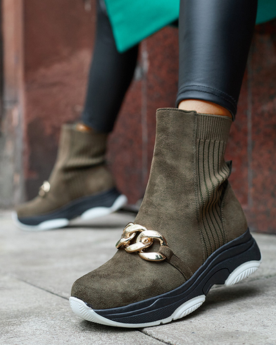 Női zöld szigetelt öko-szarvasbőr csizma Cuzitta- Lábbeli