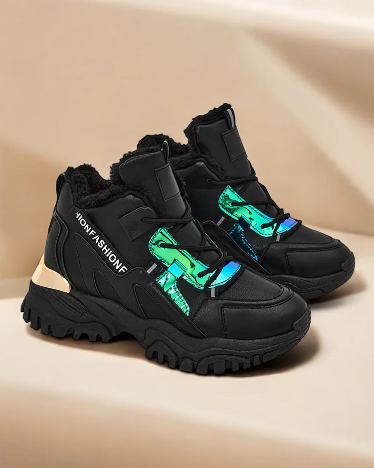 Royalfashion Női Sneakers Meleg Bélés Szintetikus műbőr felsőrészű női sportcipő a sneakerek stílusában, vastagabb talppal. Kandalló fűtésű belül. Nagyszerű kiegészítés a téli hétköznapi szettjeidhez! 87654321 <p>Női Szigetelt Snea