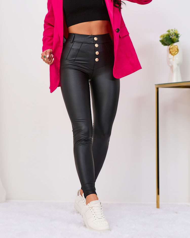 Royalfashion Világosbarna női nadrág arany gombokkal