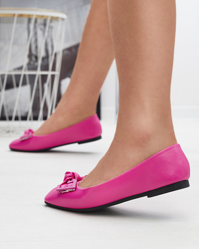 Női rózsaszín balerinák orrdíszítéssel Caxien- Footwear