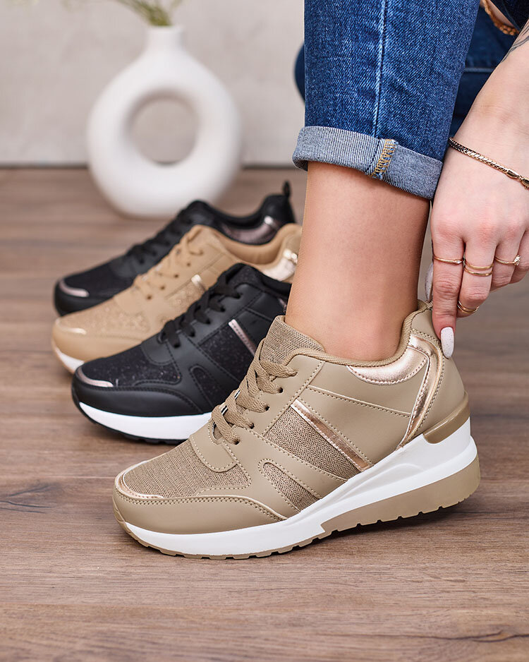 Royalfashion Bézs és barna női sportcipő platformon Lacyrllia