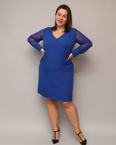 Fényes térdig érő ruha zöld színben PLUS SIZE- Ruházat