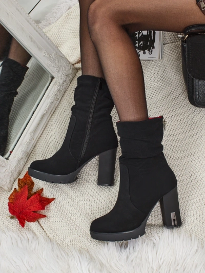 Női bokacsizma eco bőr matt vastag sarkú Nivarelle