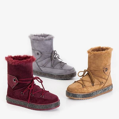 OUTLET Szürke női hócsizma köbös cirkóniákkal Nobuko - Lábbeli