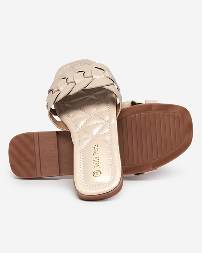 OUTLET Női papucs díszövvel bézs színben Bevedis - Lábbeli