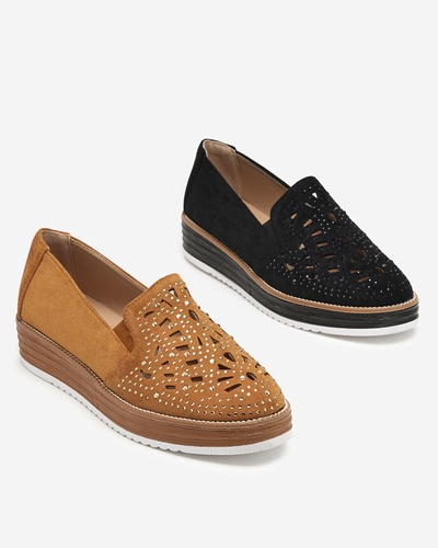 OUTLET Barna női cipő cirkóniával Lamsiou - Lábbeli