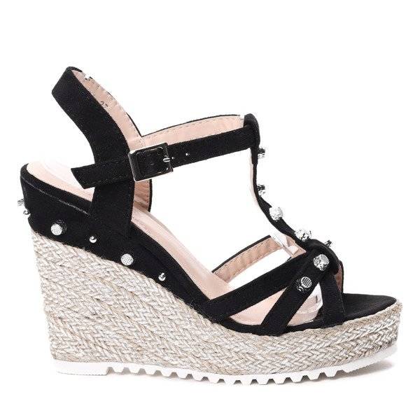 OUTLET Fekete ék szandál - Cipő