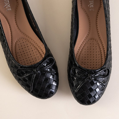 Fekete női balerinák íjjal Misyui - Lábbeli