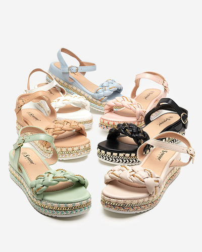 Rella zöld lapos női szandál - cipő