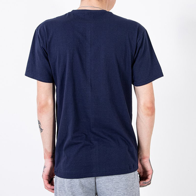 Férfi sötétkék nyomtatású pamut póló - ruházat