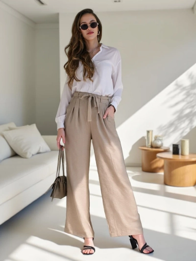 Royalfashion Női Széles Nadrág Övvel