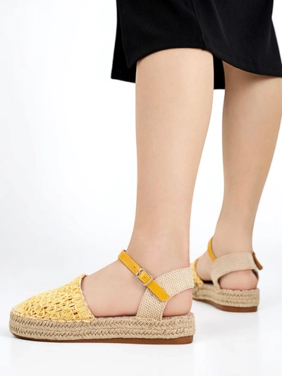 Sárga női espadrilles áttört Triumf - lábbeli