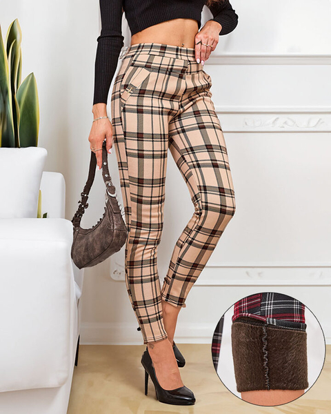 Royalfashion Melegített kockás női teggings