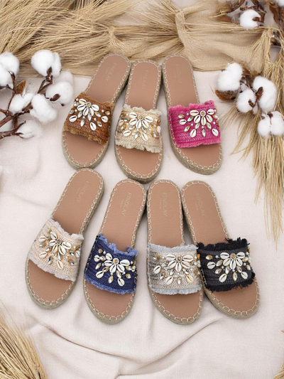 Royalfashion Helena Decor női szandál fekete espadrilles kagylókkal