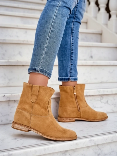 Royalfashion Barna bokacsizma cowboy stílusban fedett cunamackóval Patorias