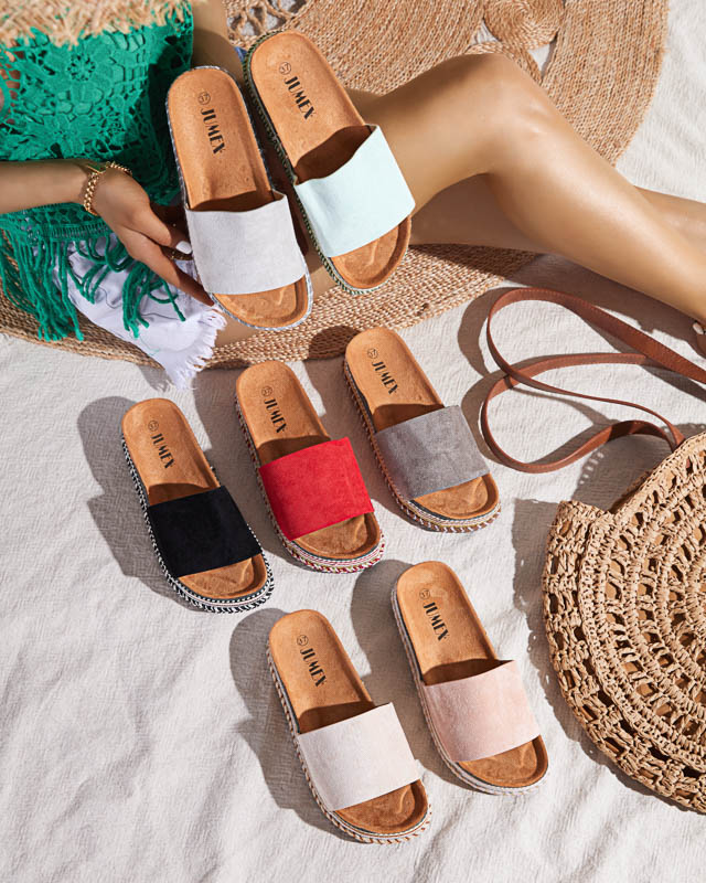 Női öko velúr piros szandál Kiccori- Lábbeli