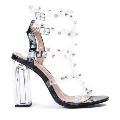 Czarne sandały z ćwiekami na wysokim słupku Martisa - Obuwie