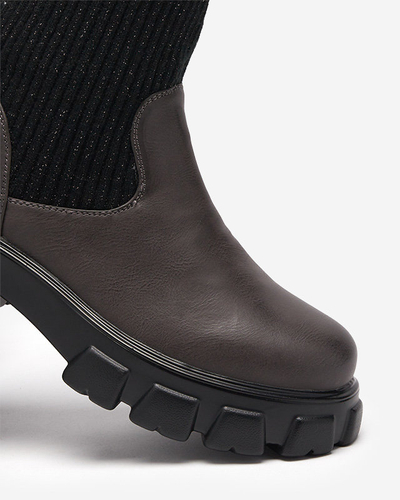 Fekete és barna magas csúszású női csizma Alerpi- Footwear