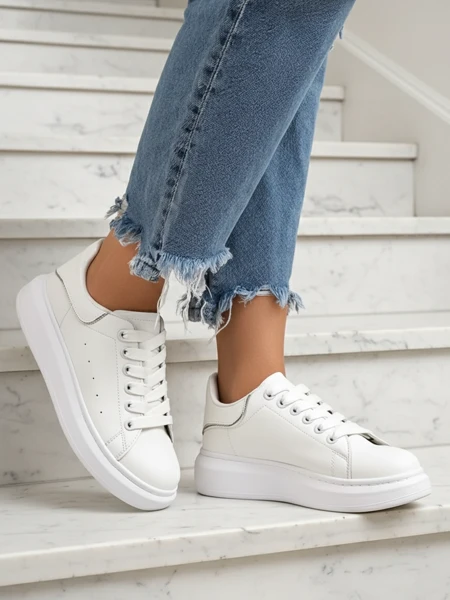 Fehér Athena Sportos Tornacipő Öko Bőrből