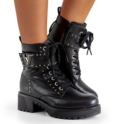 Czarne workery z dżetami Valica - Obuwie