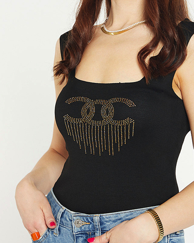 Fekete női felső cirkóniával - Ruházat