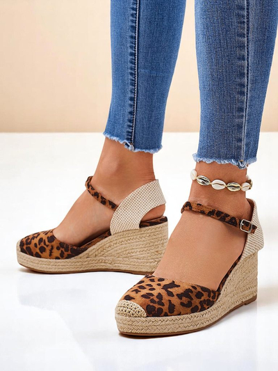 Aurelia Leopard Royalfashion női éksarkú cipő öko-bőr teve
