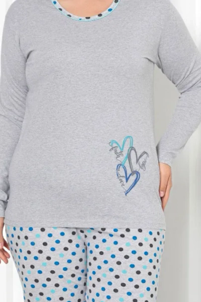 Royalfashion Női 2 részes pöttyös pamut pizsama PLUS SIZE