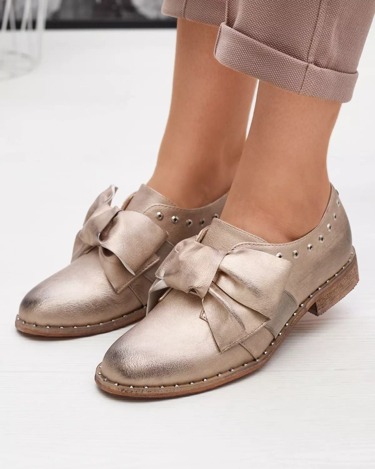 Arany női alacsony cipő Entera masnival - Lábbeli