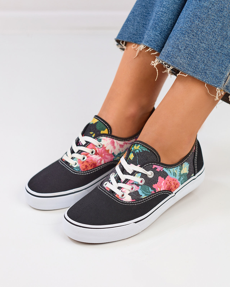 Royalfashion Női Blossom Beat Black Floral Sneakers