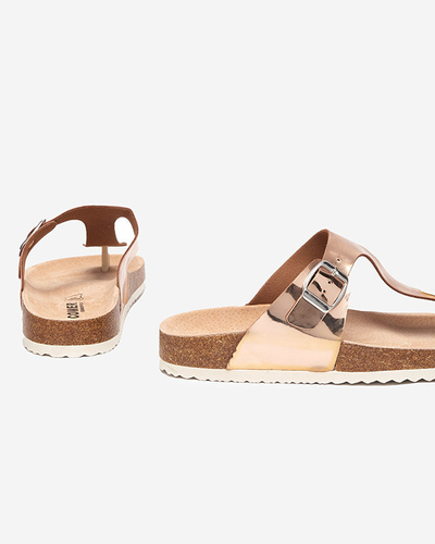 OUTLET Rózsaszín és arany női flip-flop Elotsi - Lábbeli