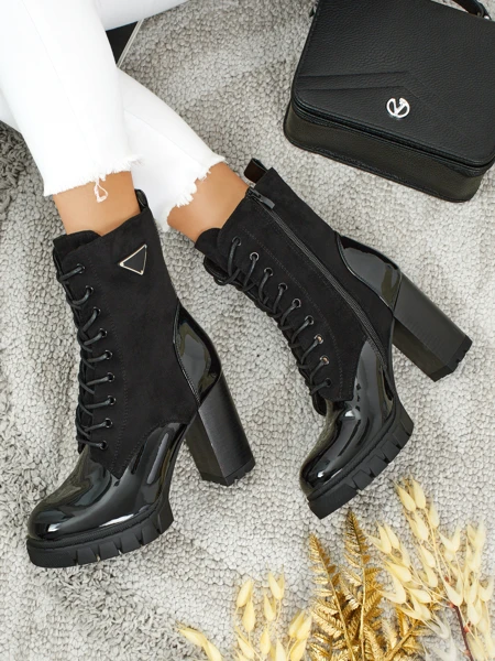 Event Bramble női öko velúr bokacsizma vastag sarokkal