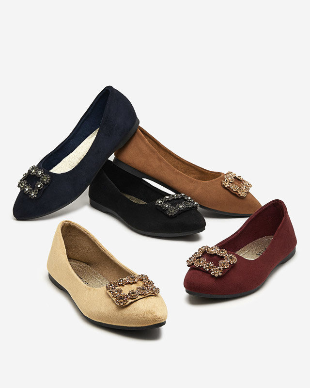 Női bordó ekovelúr balerina Linselisa díszítéssel - Cipő