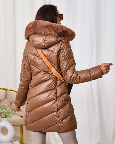 Royalfashion Világosbarna női kabát