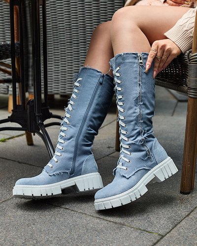 Royalfashion Kék női szövet csizma Leconen