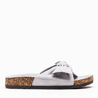 Szürke női papucs Sun and Fun íjjal - Lábbeli