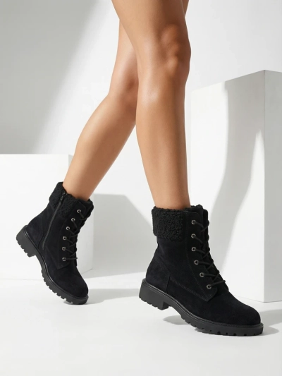 Trevolla női öko velúr fűzős bokacsizma