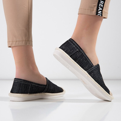 OUTLET Női fekete espadrillek fényes szálakkal Hagenti - Footwear