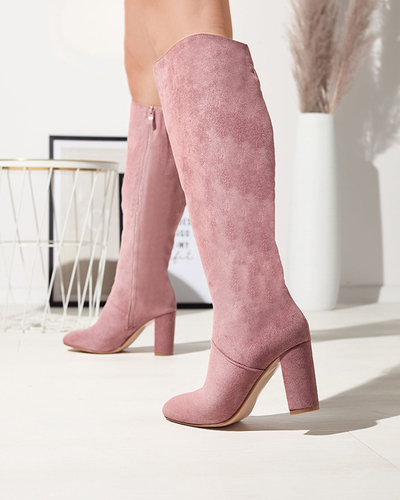 Rózsaszín női öko-szarvasbőr tűsarkú csizma Asdorra- Lábbeli