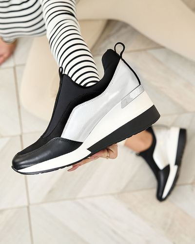 Royalfashion Ezüst-fekete női sportcipő magassarkú cipő Asillas