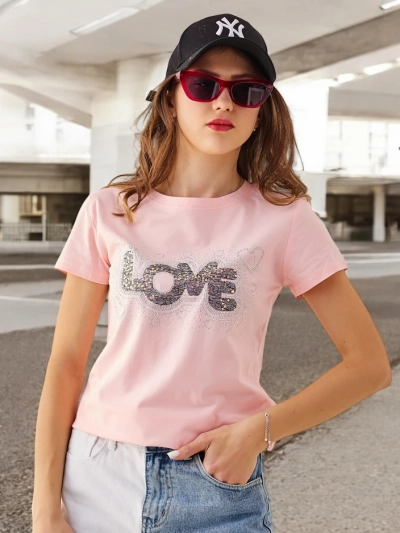 Royalfashion Női Póló LOVE Strasszokkal