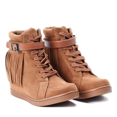 Botki na koturnie  - kolor camel - Obuwie