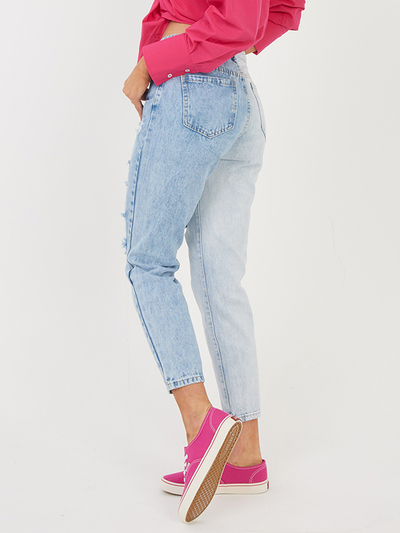 Blue Boyfriend Jeans Shaded Ladies Jeans - Ruházat