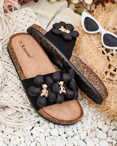 Royalfashion Női flip-flop arany mackókkal és virágokkal Isaralle