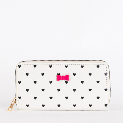 Női fehér nagy pénztárca szívecskékkel - Kiegészítők